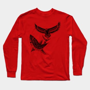 the shark and the eagle in hunting night ecopop Long Sleeve T-Shirt